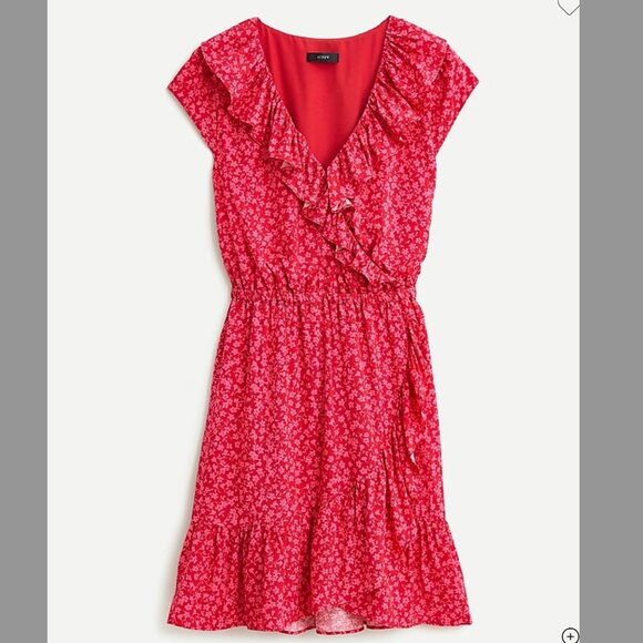 NWT J. Crew V-Neck Ruffle Dress (size 8, runs bigger) - Picture 1 of 5